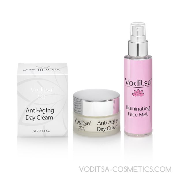 Комплект дневен крем против бръчки и мист за лице VODITSA