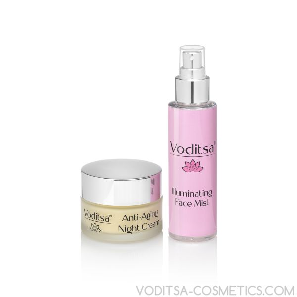 Комплект нощен крем против бръчки и мист за лице VODITSA