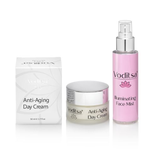 Комплект дневен крем против бръчки и мист за лице VODITSA