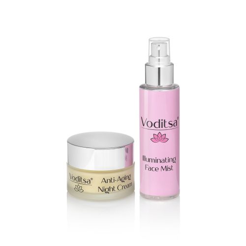 Комплект нощен крем против бръчки и мист за лице VODITSA